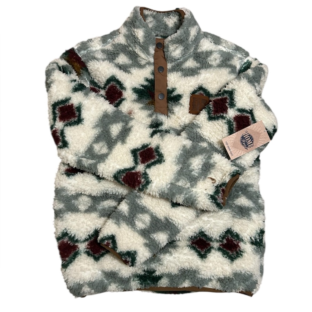 HOME FREE Arkansas Sherpa Fleece Quarter Snap Pullover NWT